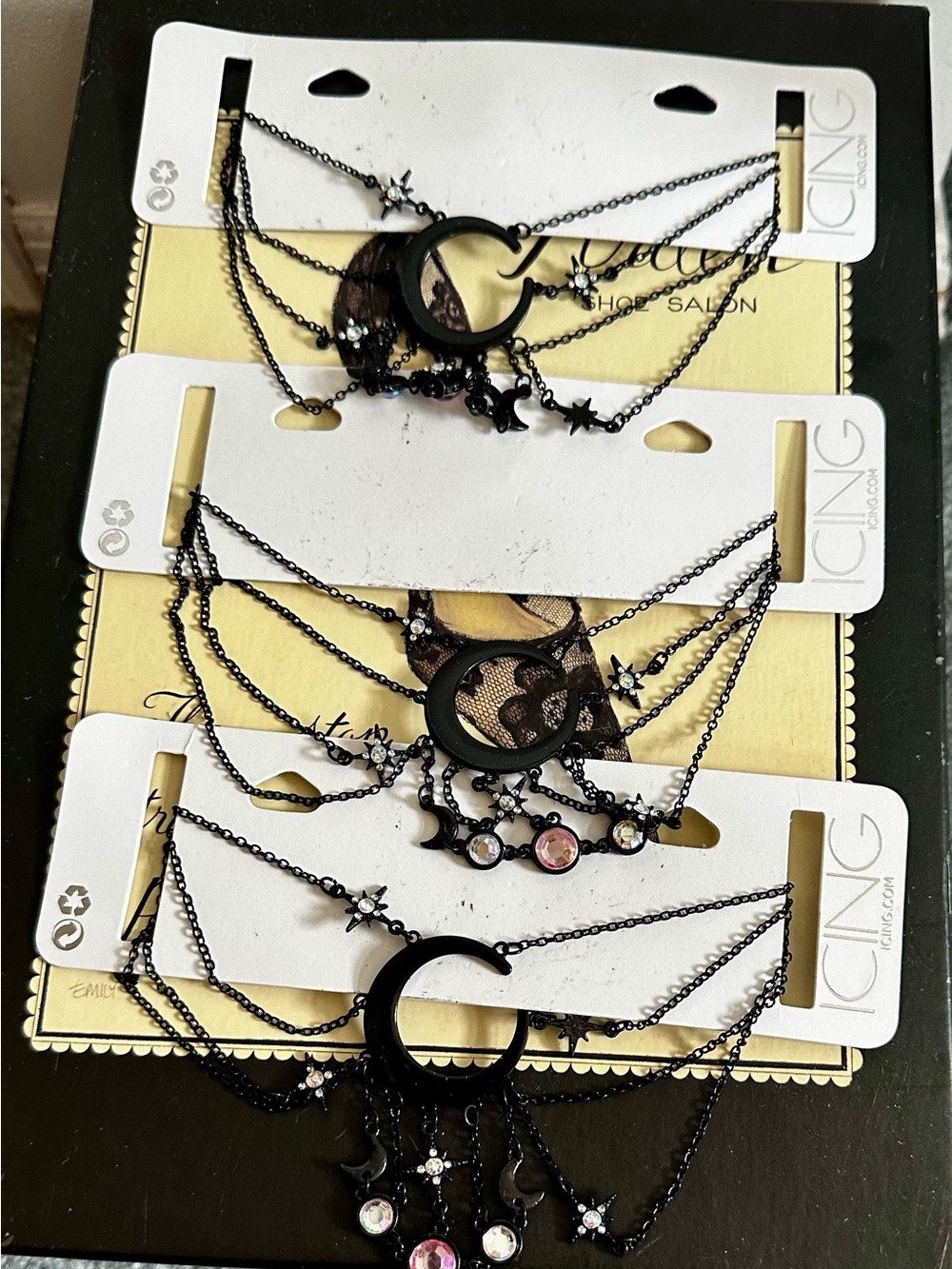 ICING Black Crescent Layered Chokers - Black (3)